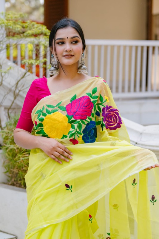 Buy Women Half silk embroidered saree.