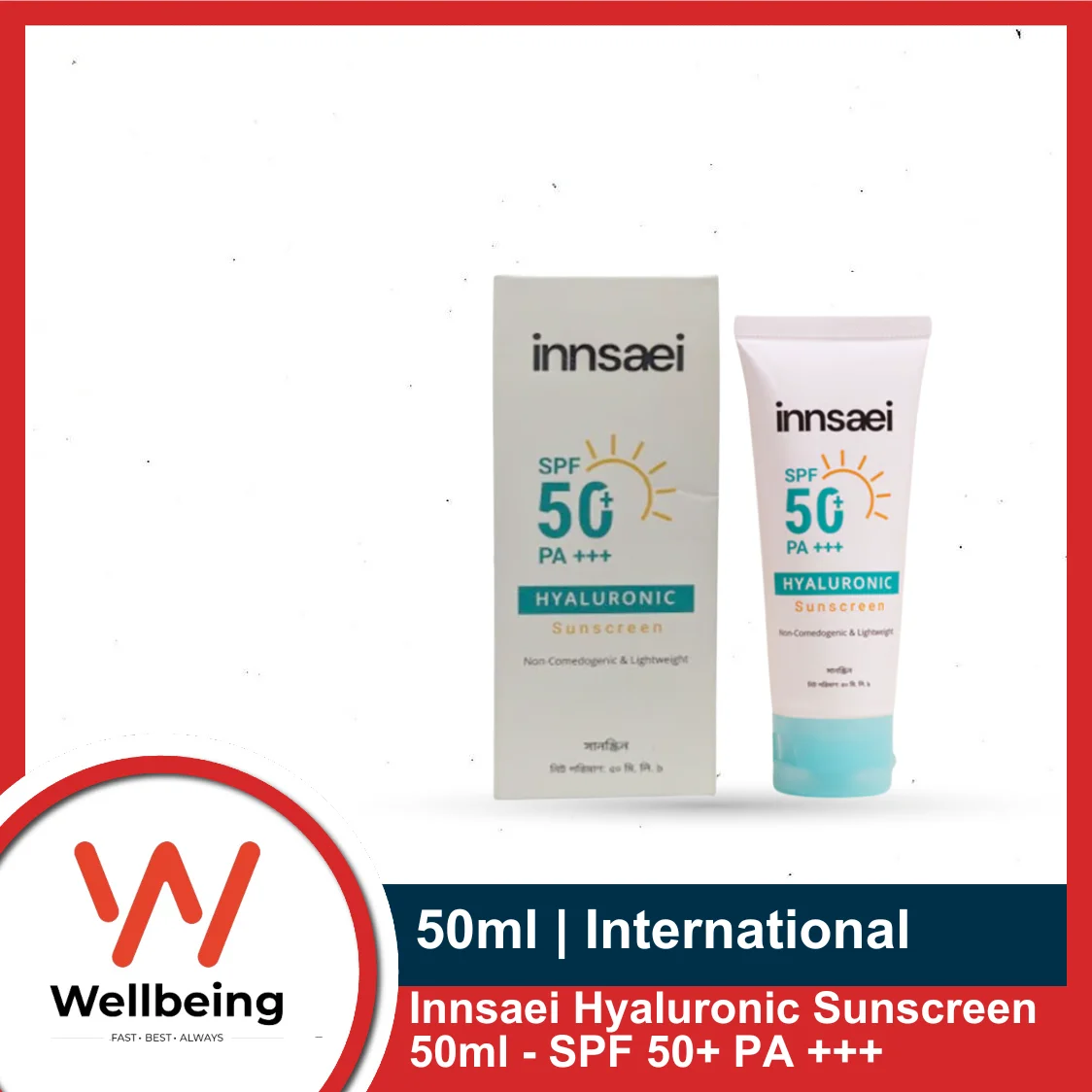 Innsaei Hyaluronic Sunscreen 50ml – SPF 50+ PA +++