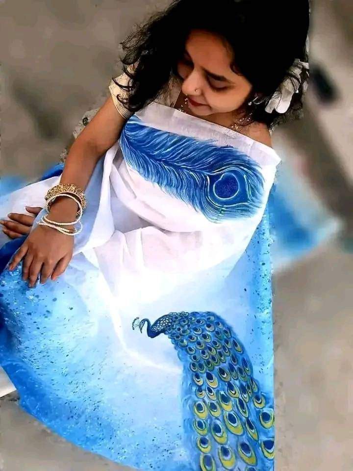 New Handprint half-silk sarees For Ladies