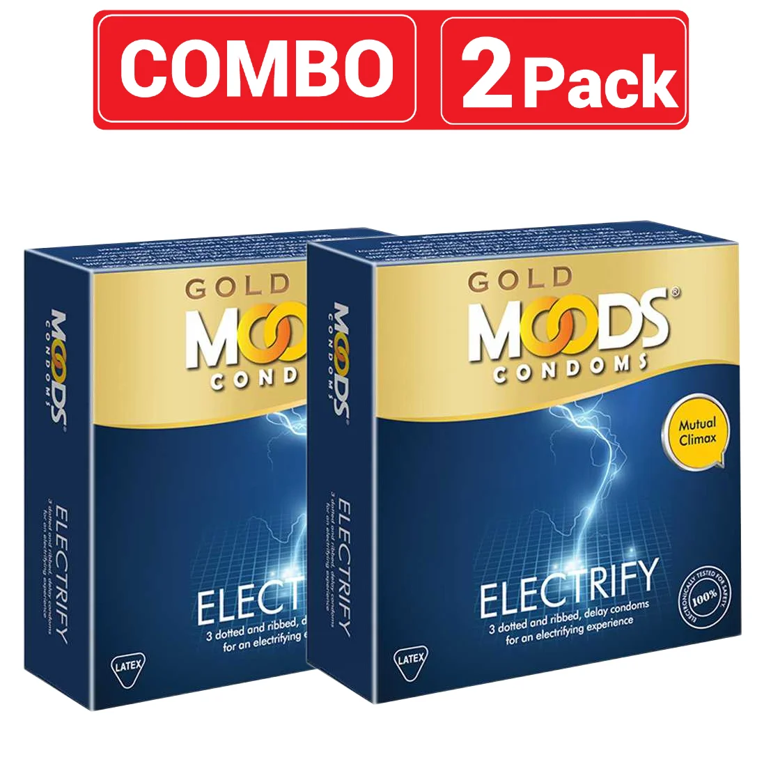 Moods – Gold Electrify Condom – Combo Pack – 2 Packs – 3×2=6pcs – Condom