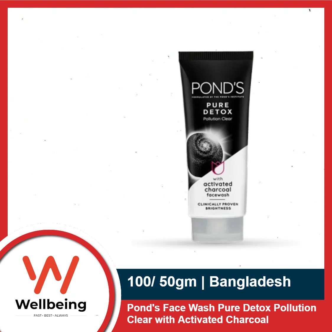 Pond’s Face Wash Pure Detox Pollution Clear with Activated Carbon 100gm/ 50gm | Bangladesh