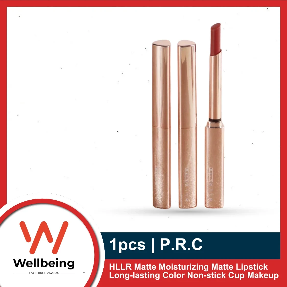 1pcs HLLR Matte Moisturizing Matte Lipstick Long-lasting Color Non-stick Cup Makeup