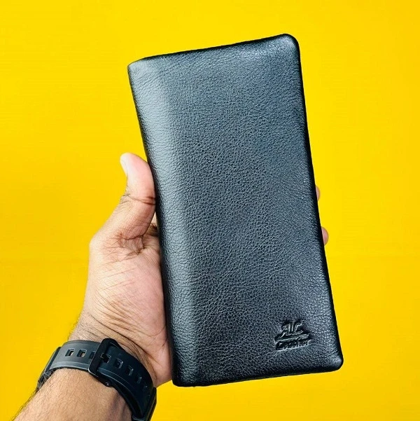 Men’s Stylish Long Leather Wallet – Black Color
