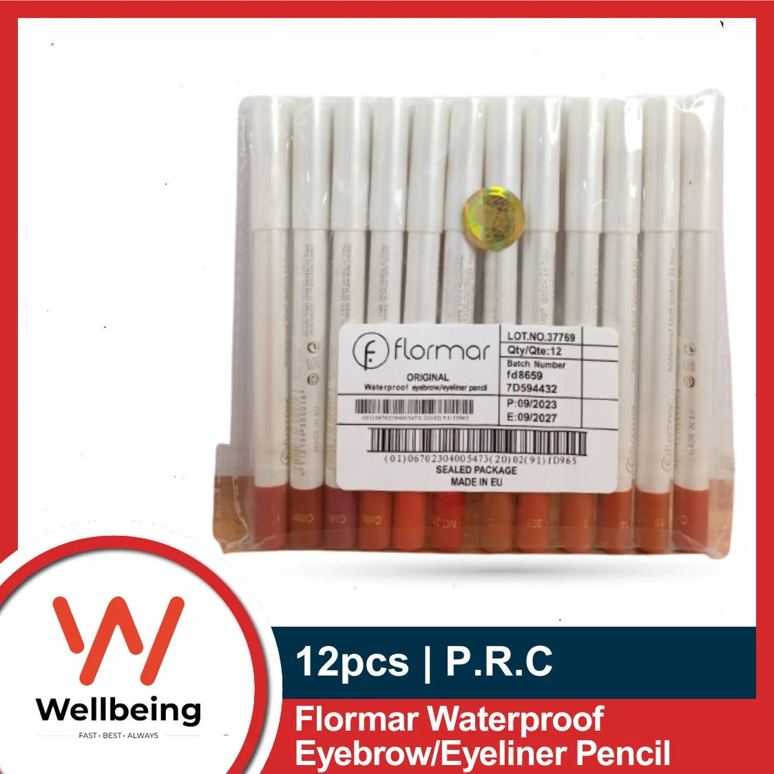 Flormar Waterproof Eyebrow/Eyeliner Pencil 12pcs Set