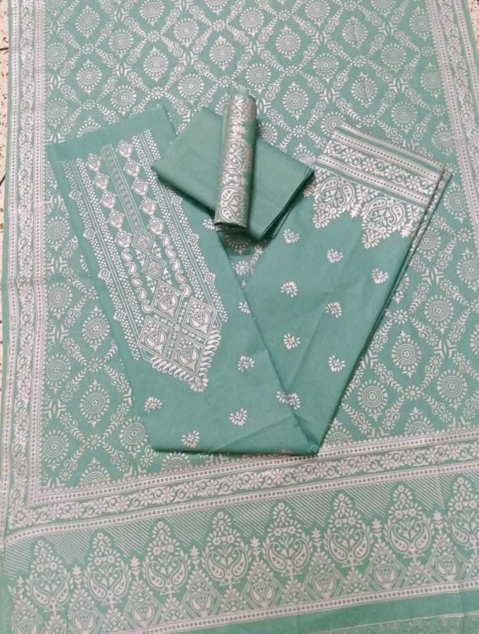 Katan Screen Print Three Piece (White Glitter)