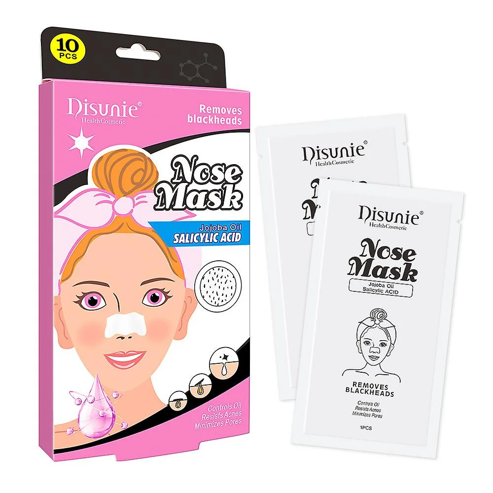 Disunie 10pcs Deep Cleansing Salicylic Acid Jojoba Oil Nose Pore Cleaning Blackheads Remover Nose Patch Mask Sheet