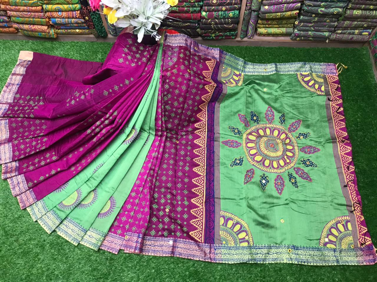 Embroidered Dupion Silk Saree