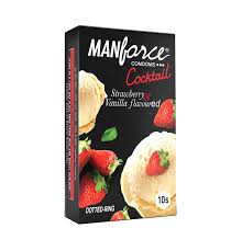 Manforce Cocktail Condoms with Dotted-Rings Strawberry & Vanilla Flavored 10pcs Pack | India