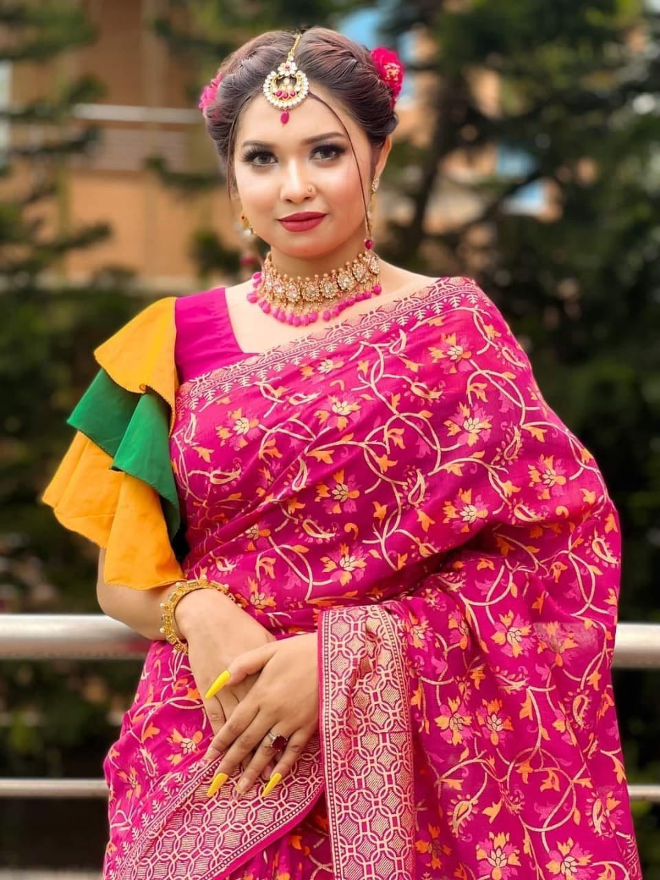 Half Silk Handprited Sarees