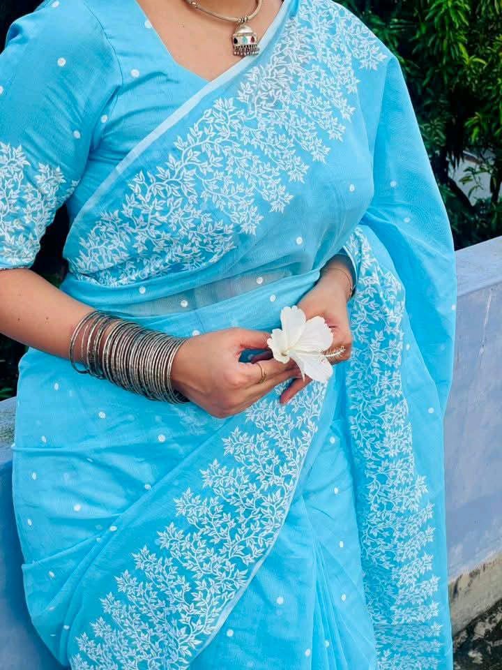 Premium Grace Block Print Half Silk Saree