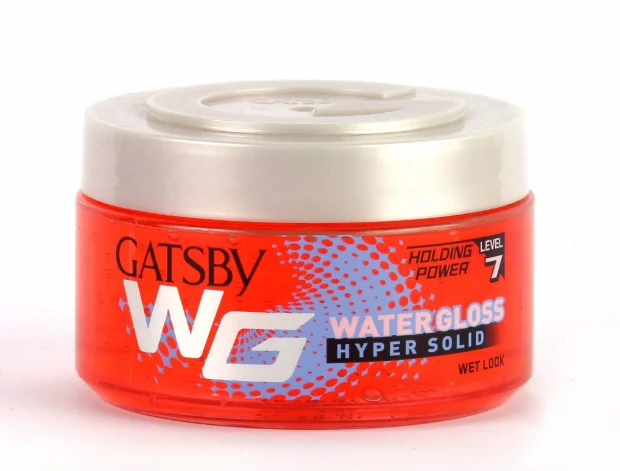 Gatsby Water Gloss Hair Gel 150g Hyper Solid Level 7 Holding Power – Wet Look, Shine Effect, Non Sticky, Easy Wash Off