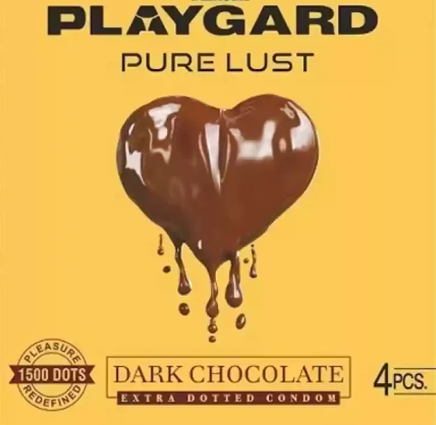 Playgard Pure Lust Extra Dotted Dark Chocolate Flavor Condom For Men 4pcs | India
