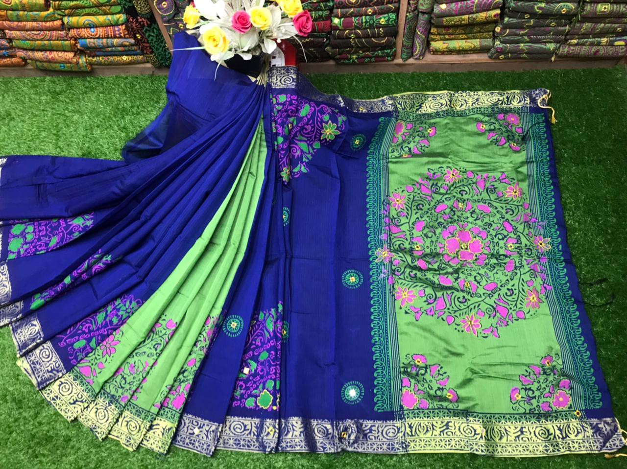 Embroidered Dupion Silk Saree