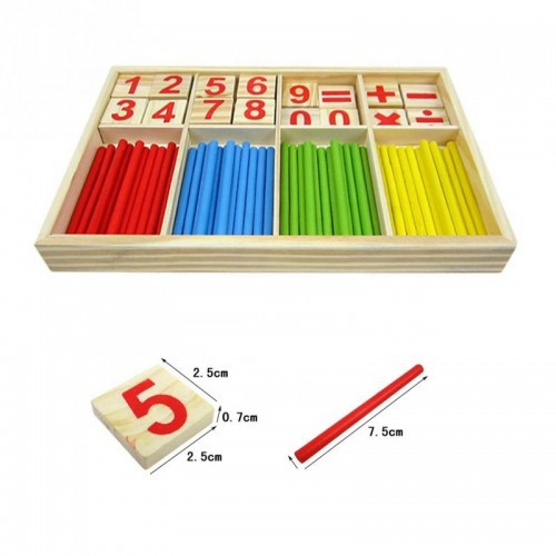 Wooden Mathematic Counting Sticks Wooden Toy Box montessori math learning Education Wooden Montessori Toy Baby Gift