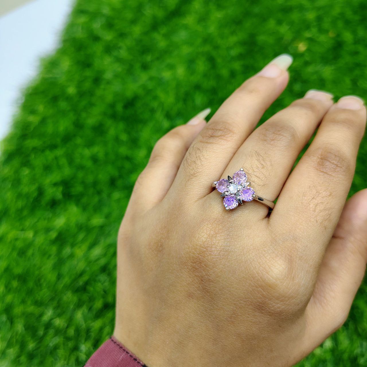 Imperial Violet Crystal Statement Ring