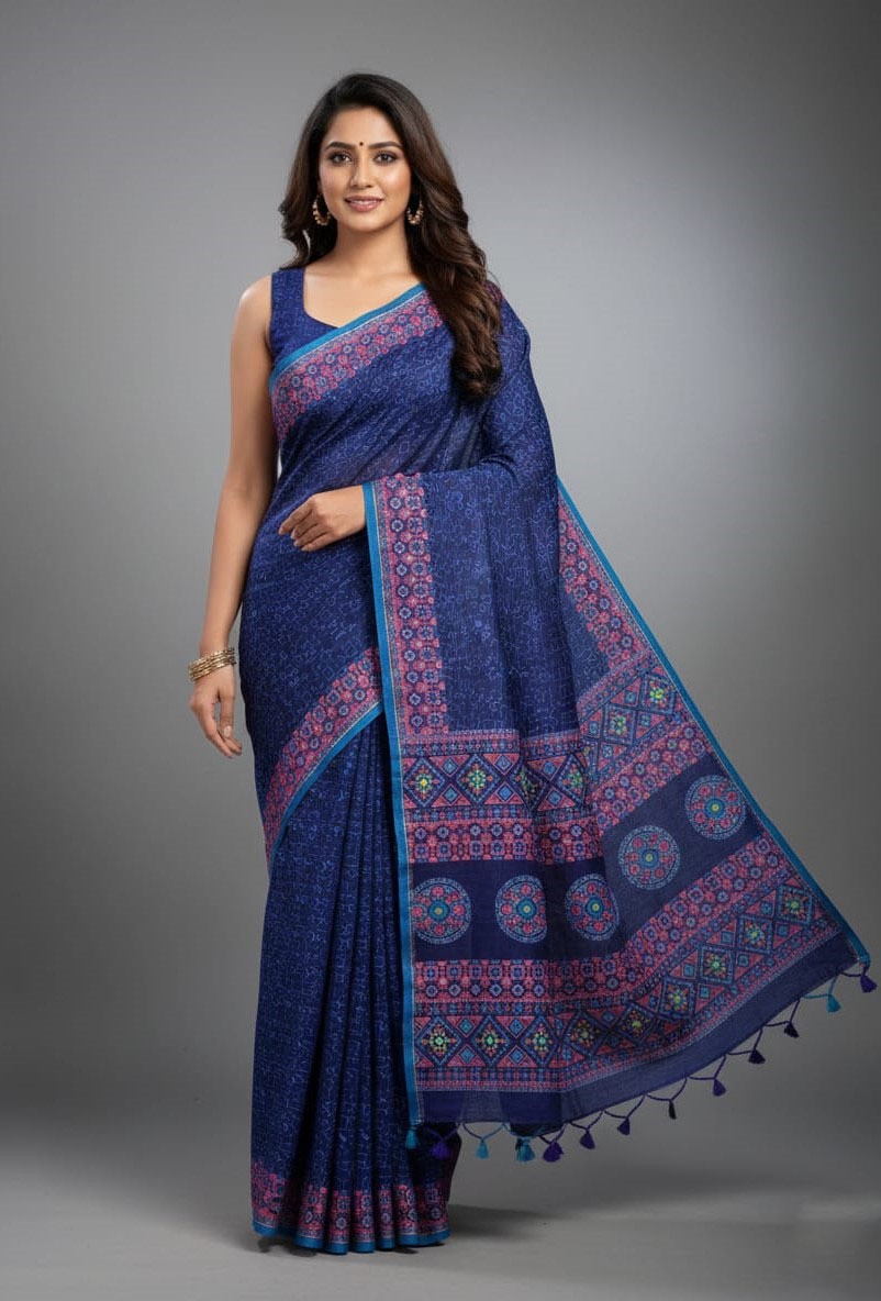 Premium Boutique Silk Skin Print Saree