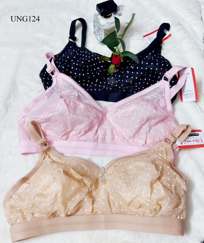 3 Pieces Summer Friendly Like me Print Comfortable Soft Cotton bra Set For Women's