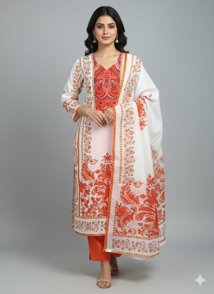 Luxury Pure Silk Digital Three Piece