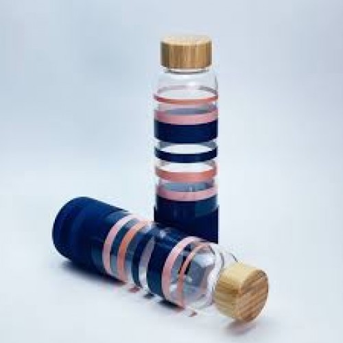 Multicolored Stripes Borosilicate Glass Water bottle 600ml