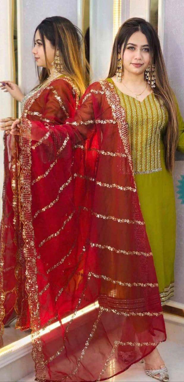 Linen Sequence Three Piece For Women