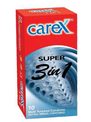 Carex 3in1 Super Dotted Ribbed Contoured Condoms 10pcs Pack | Malaysia