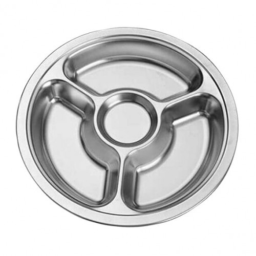 Stainless Steel Sectioned Food Serving Tray for School Canteen & Kitchen