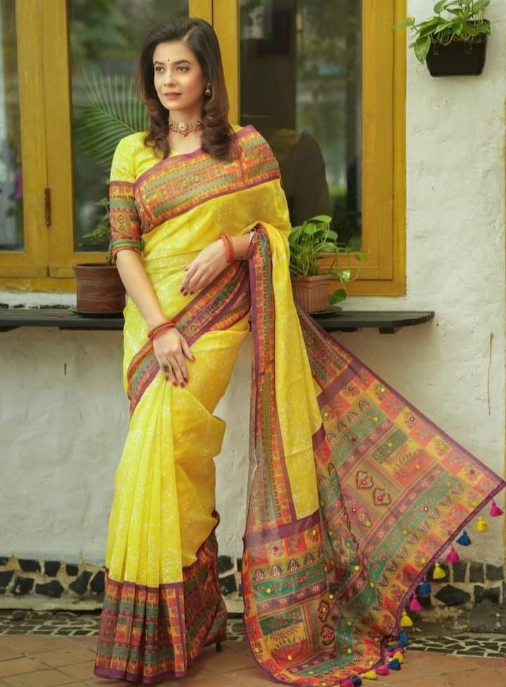 New Digital Silk Skin Print Saree