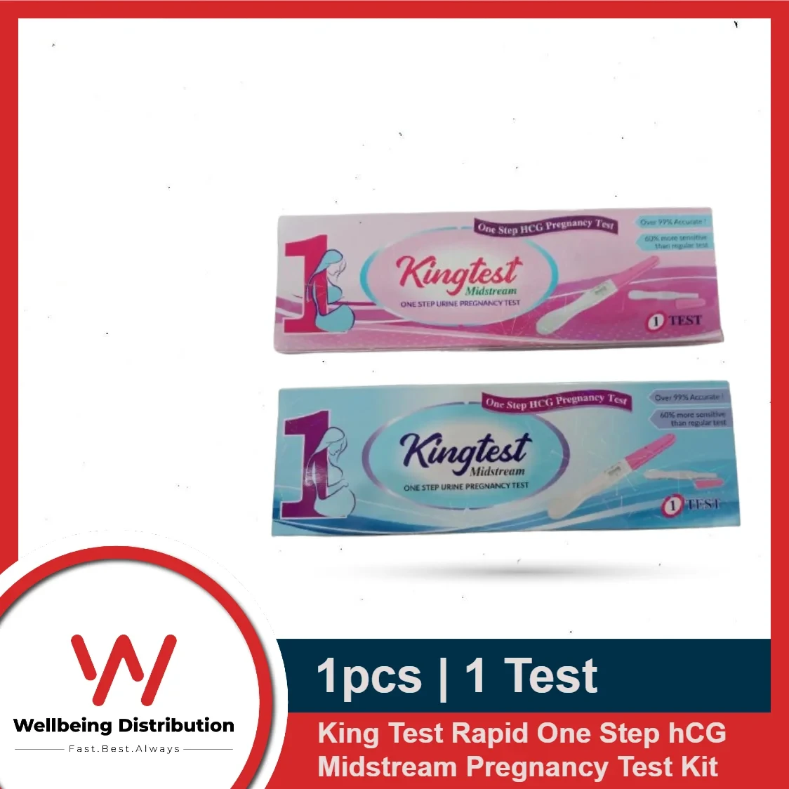 1pcs King Test Rapid One Step hCG Midstream Pregnancy Test Kit