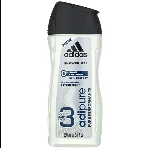 adidas adipure 3-in-1 Shower Gel for Men 250ml – Gentle Cleansing of Body, Hair & Face – pH Skin-Friendly | Spain