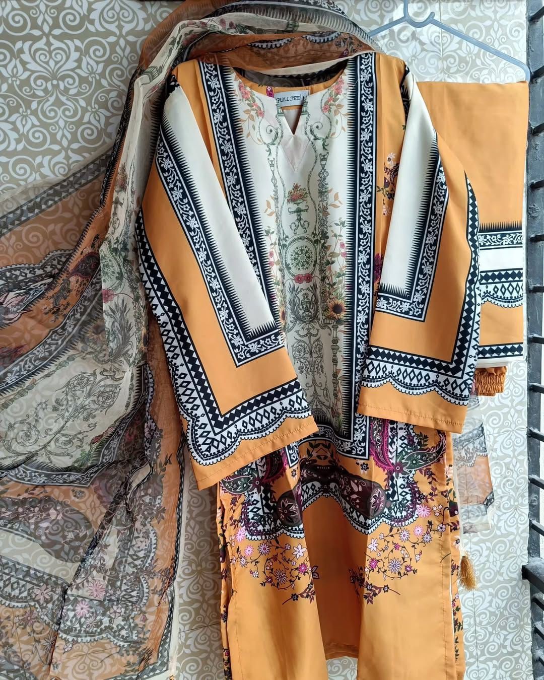 Ready Made Pure dubai silk Digital Print Three Piece (1)