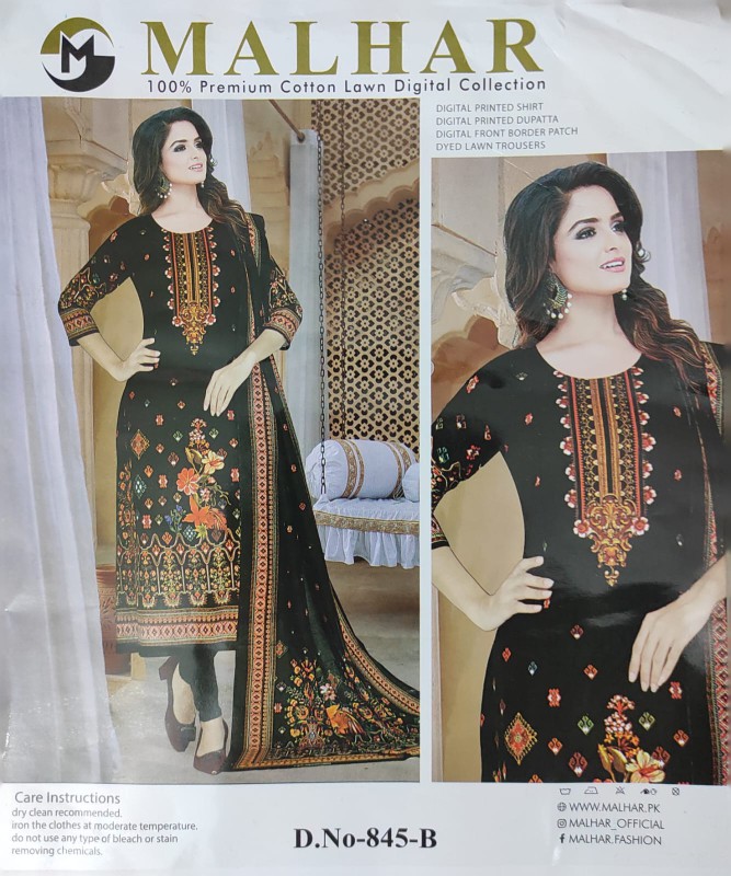 MALHAR 100% Premium cotton lawn digital printed 3 Piece-(5)
