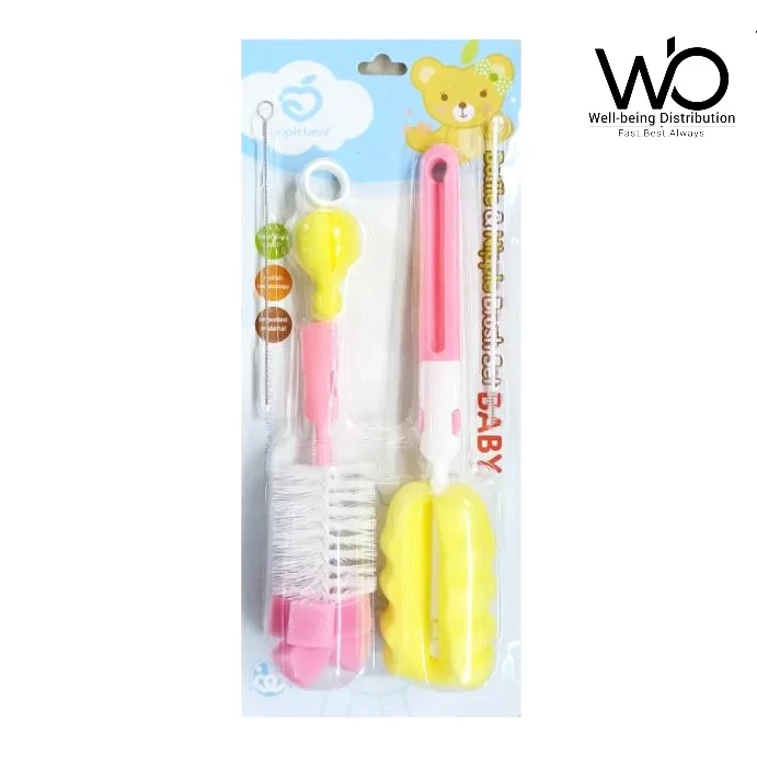 Applebear Baby Bottle & Nipple Brush Set – Multicolor Available