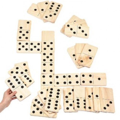 Wooden In Black Dots Dominoes Game – 28 pcs