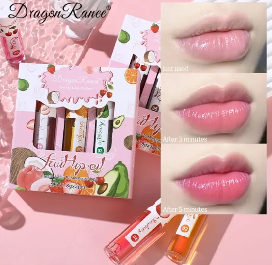 Dragon Ranee Sexy Lip Color Fruits Lip Oil 3pcs Set
