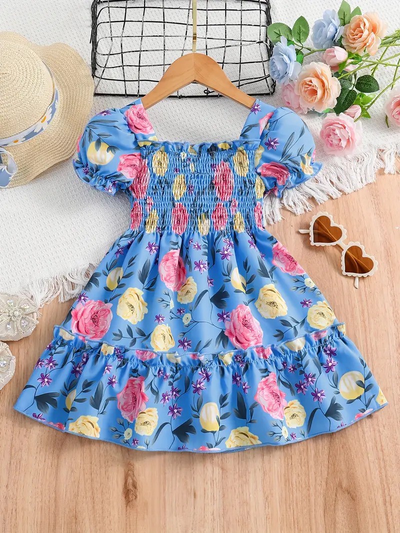 Floral Fit Dress for Girls with Belt