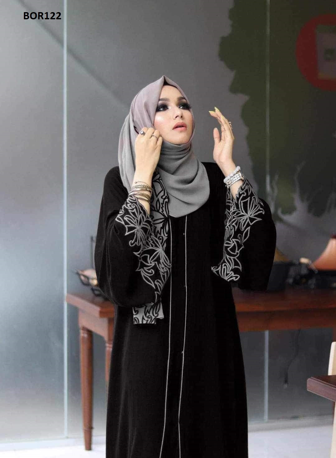Stylish Embroidery Alia burkha with Embroidery Hijab