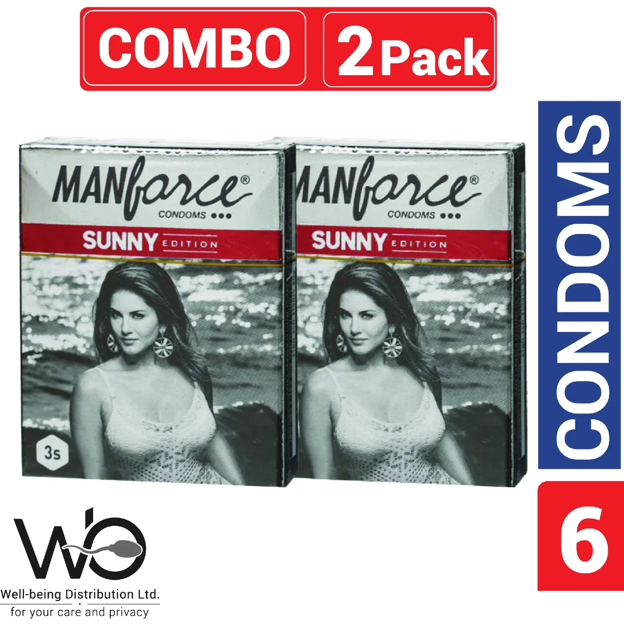 Manforce – Ribbed & Dotted Sunny Edition Condoms – Combo Pack – 2 Pack – 3×2=6pcs – Condom