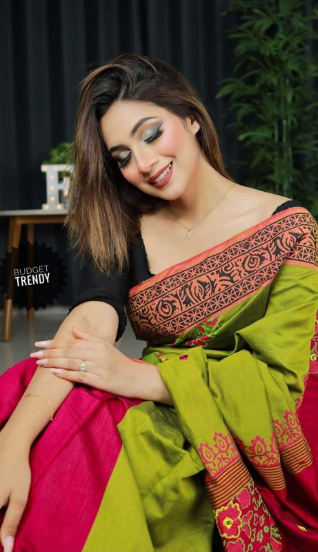 Handprint half silk saree