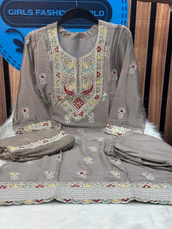 Indian Chinon Georgette Three Piece