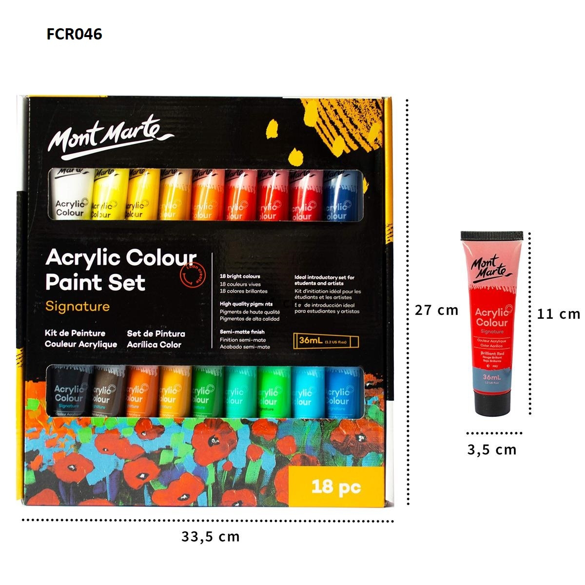 Mont Marte Acrylic Colour Paint Set Signature 18pc x 36ml