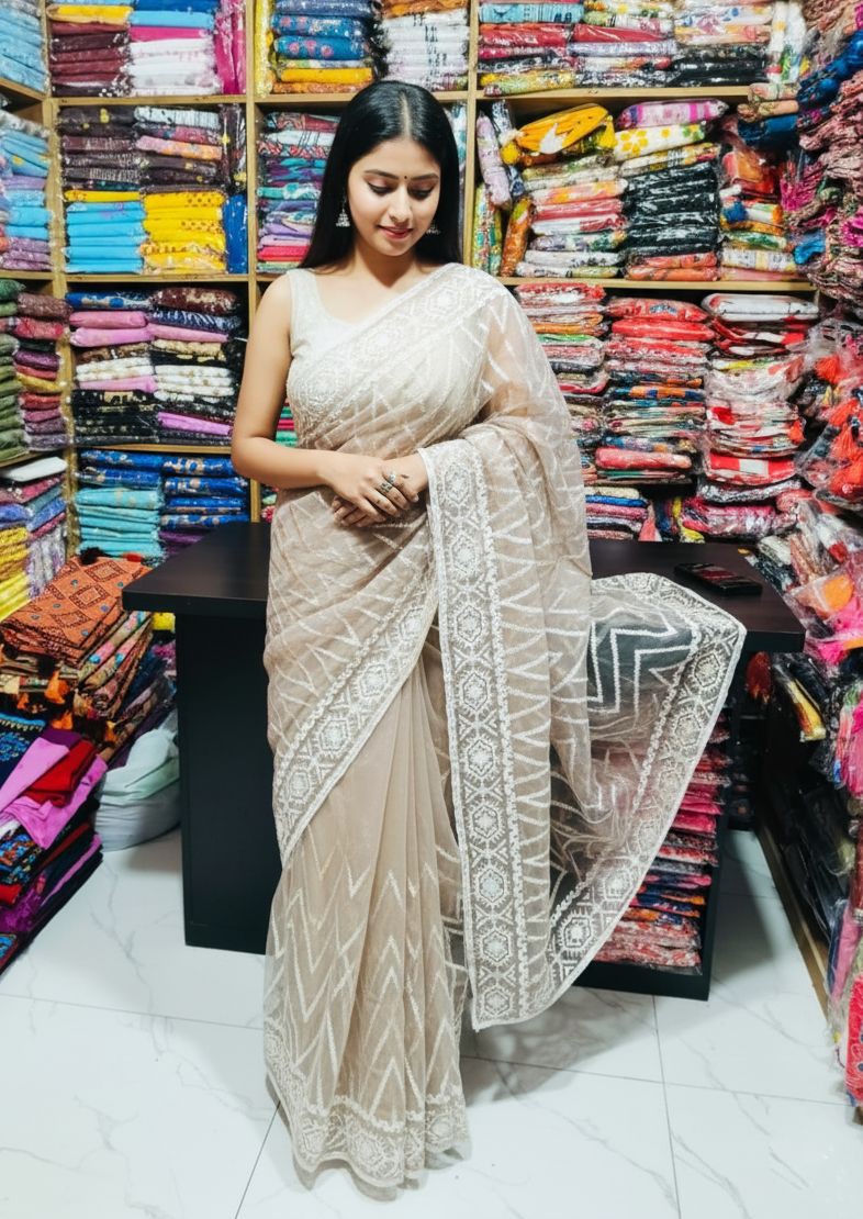 Georgette Organza Saree Luxury Handwork Design