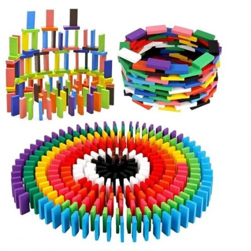 Domino Set for Kids Building Wooden Blocks 100 Pcs