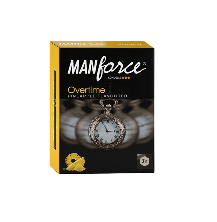 Manforce Condom - Overtime Pineapple Flavor Dotted Condom For Men | 10pcs / 3pcs Pack | Made in India