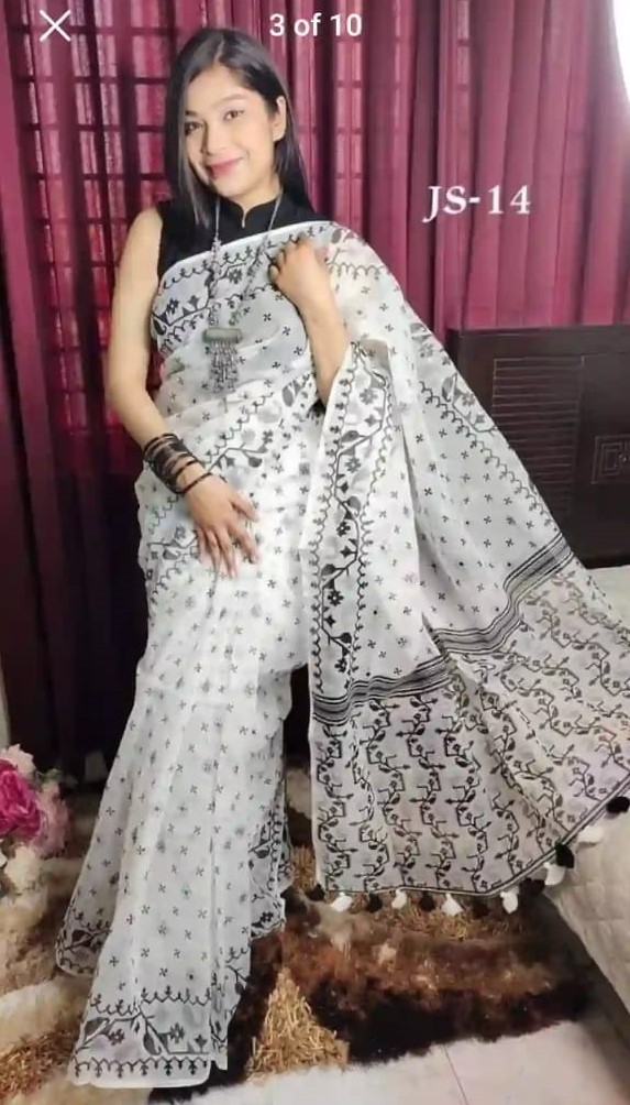 New Traditional Half Silk Screen Print Saree