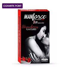 Manforce Stawberry Flavor Dotted Condoms for Men | 10pcs | India