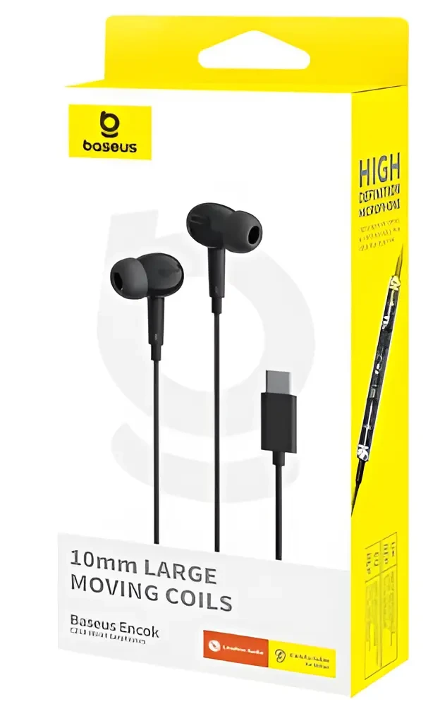Baseus Encok CZ18 Type-C Wired Earphones – Black
