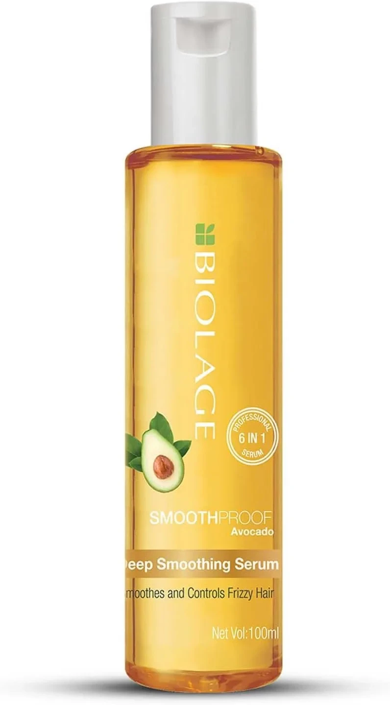 BIOLAGE Smoothproof Deep Smoothing 6-in-1 Hair Serum 100ml | Paraben free|Controls frizz, Smoothens rough ends and adds instant shine| For Frizzy Hair