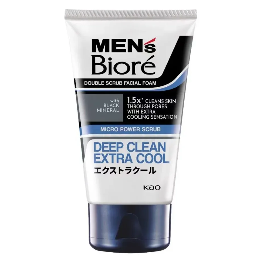 Men’s Biore Double Scrub Deep Clean Extra Cool Facial Foam 100gm | Japan