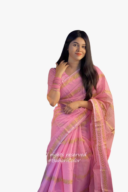Classic Block Print Cotton Saree with Blouse