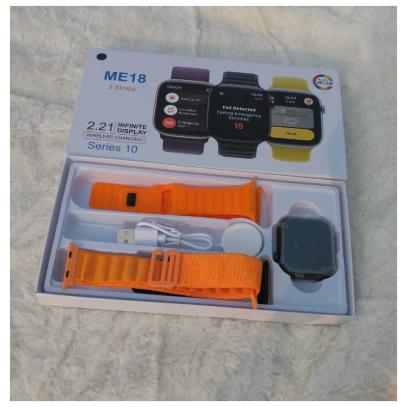 ME 18 Smart Watch 3 strips 2.21 Infinity display Wiewless charging series 10 (1)
